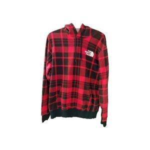 The North Face Hoodie Sweatshirt Buffalo Plaid Adult Med Red Black Embroidered